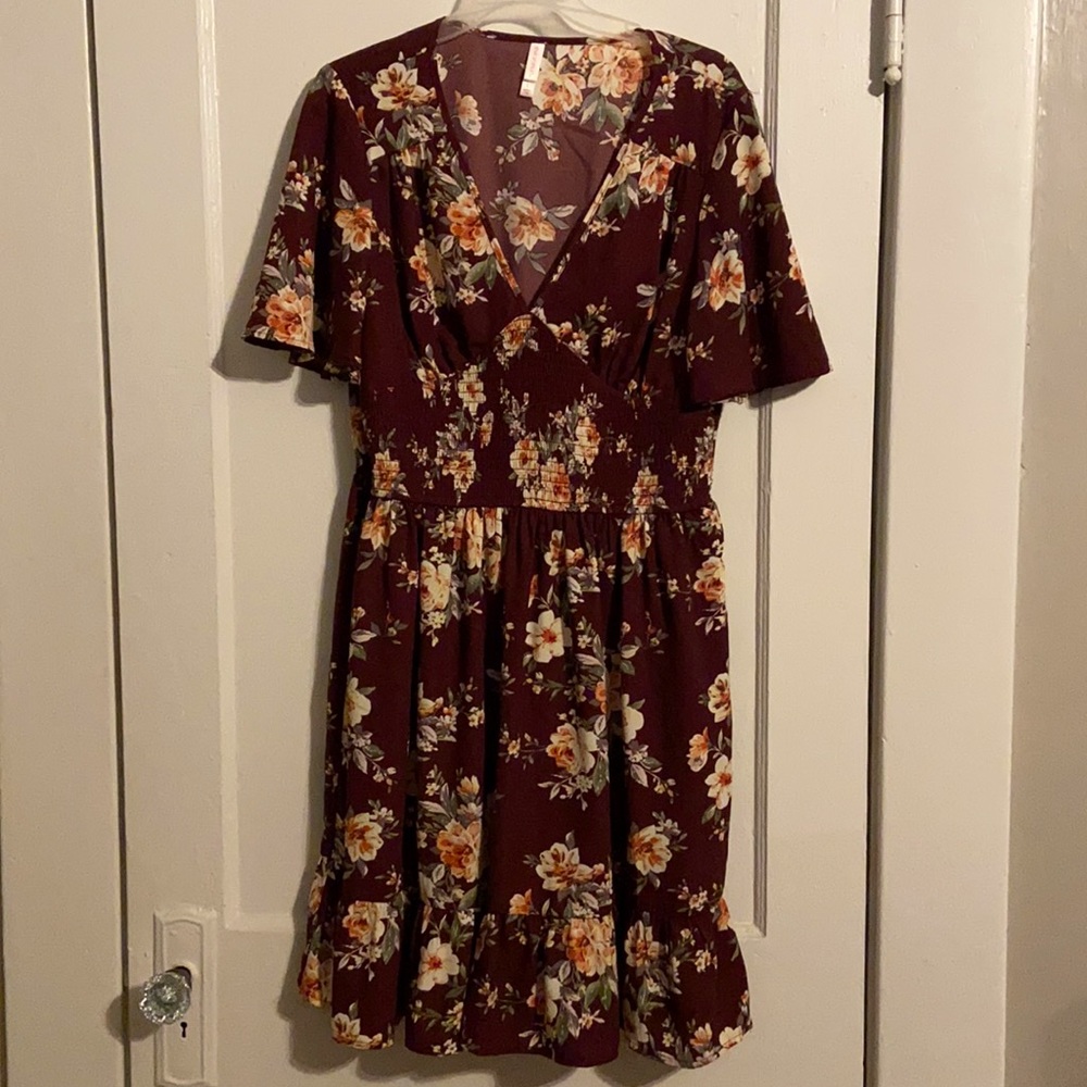 Red floral dress